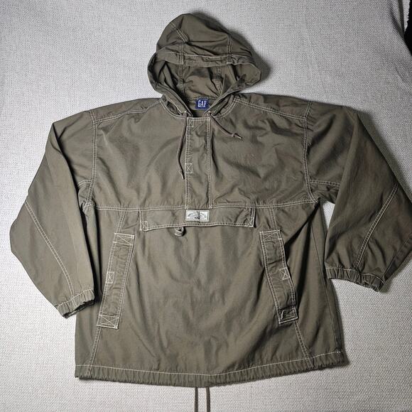 GAP Pullover Hoodie Cargo Jacket Kangaroo Pocket Utility Canvas Unisex XL - Picture 5 of 12